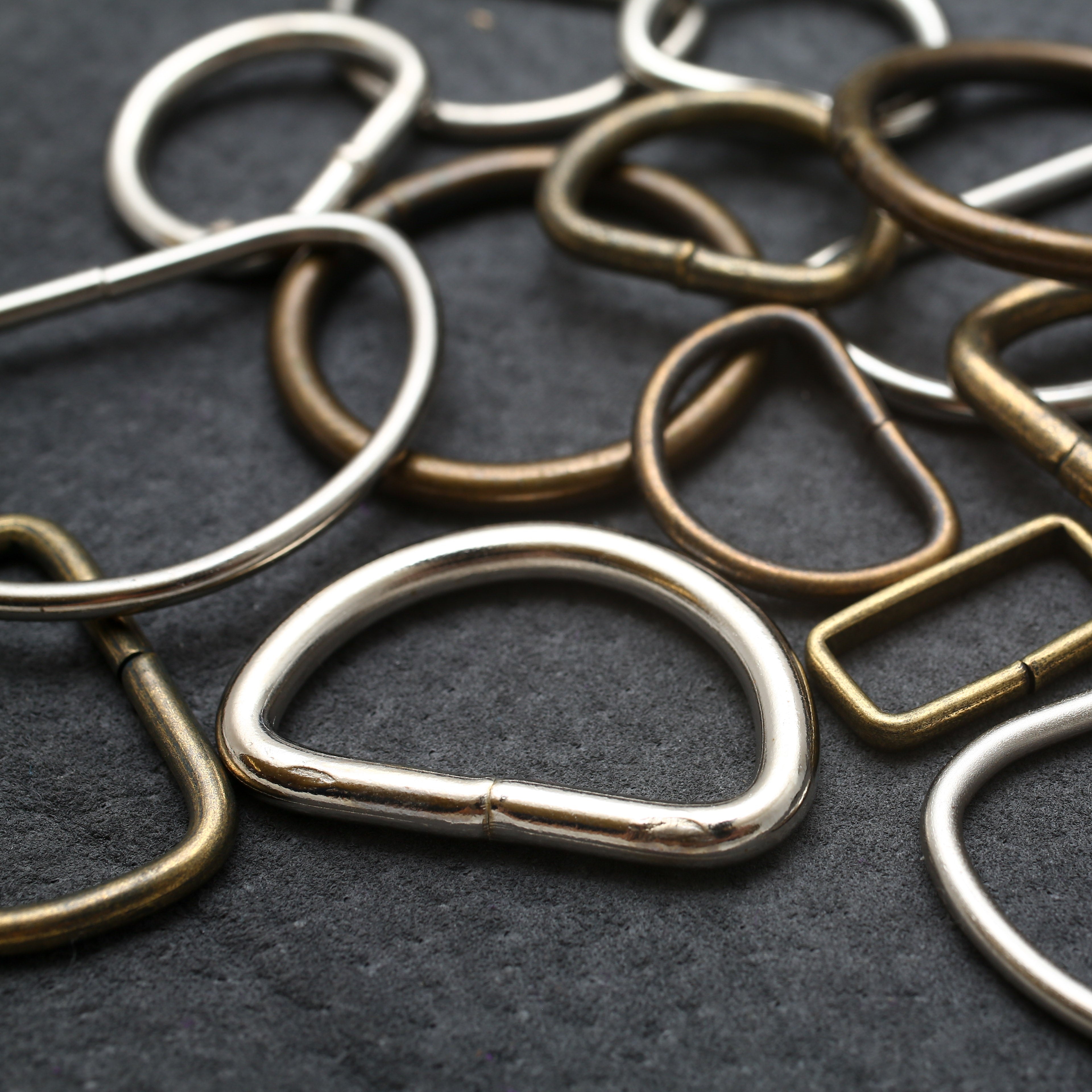 METAL SILVER WELDED D RING D-RING SLIDERS Sizes 10mm 25mm and 30mm