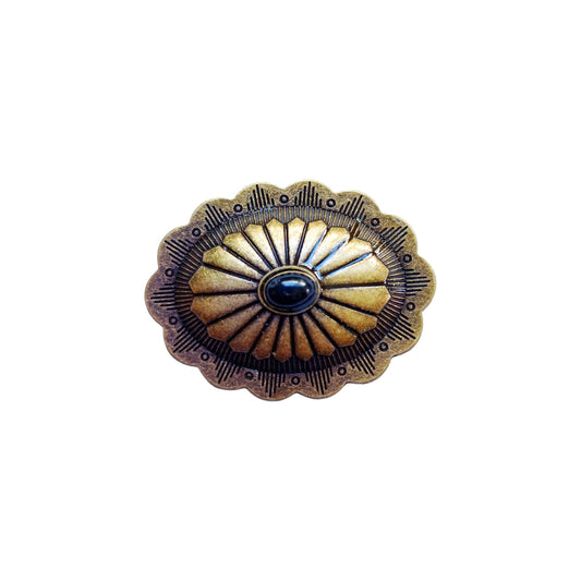Black Stone Concho - Antique Brass