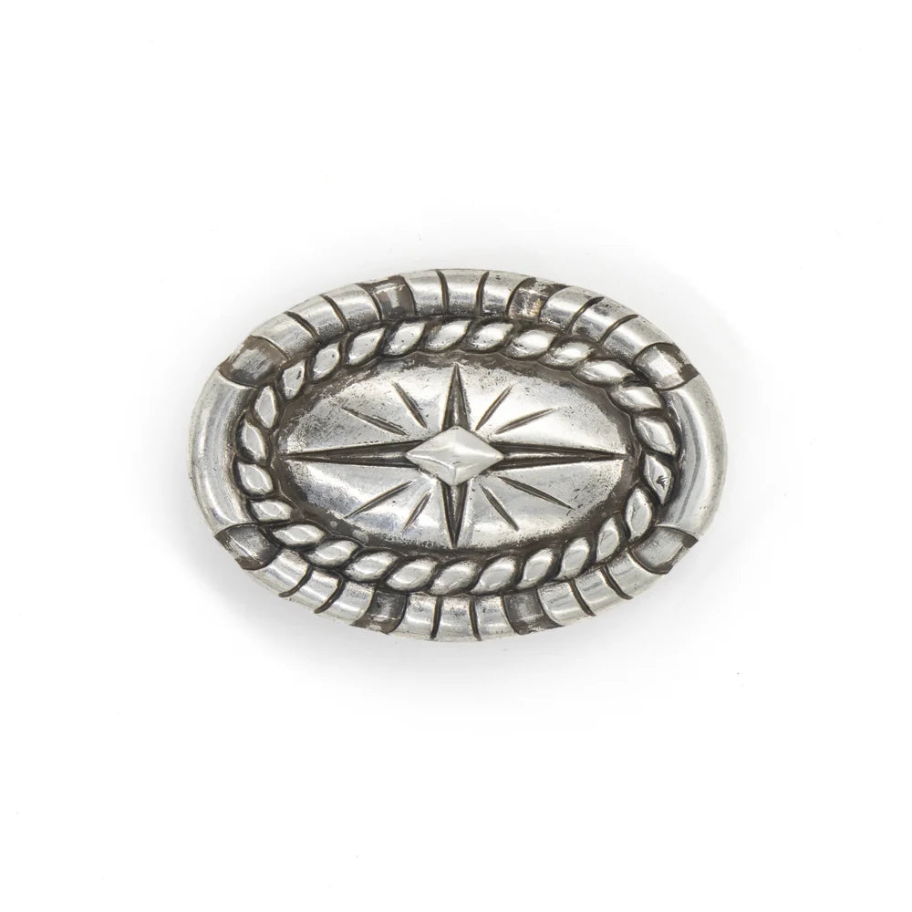 Oval Rivet Back Concho, Antique Silver