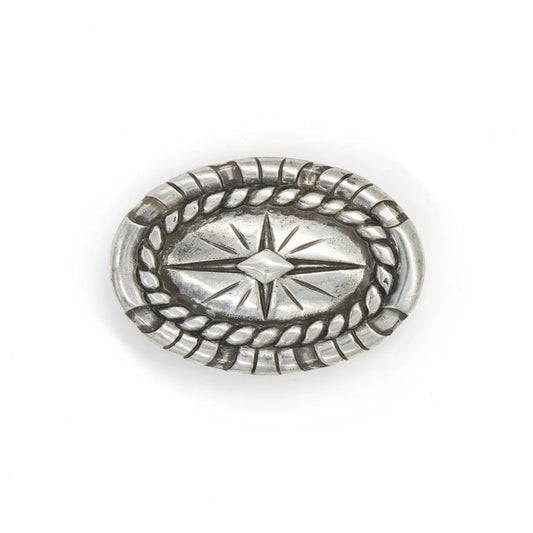 Oval Rivet Back Concho, Antique Silver