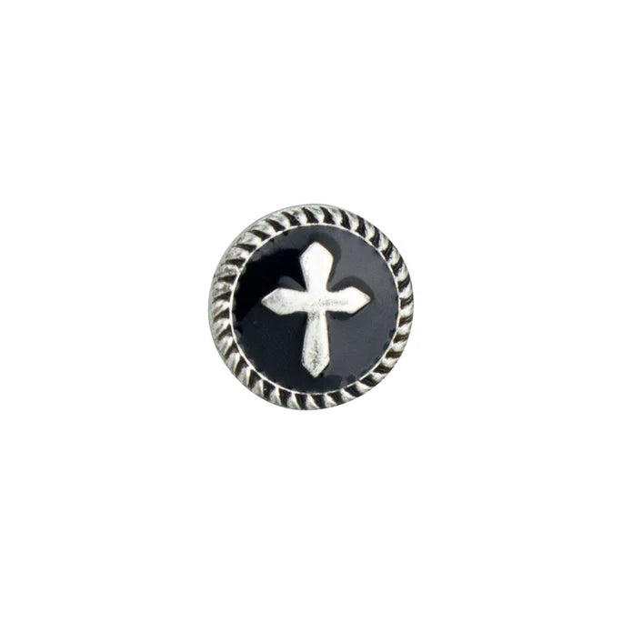 Epoxy Cross Decorative Screw Back Conchos, AS/Black - 13mm
