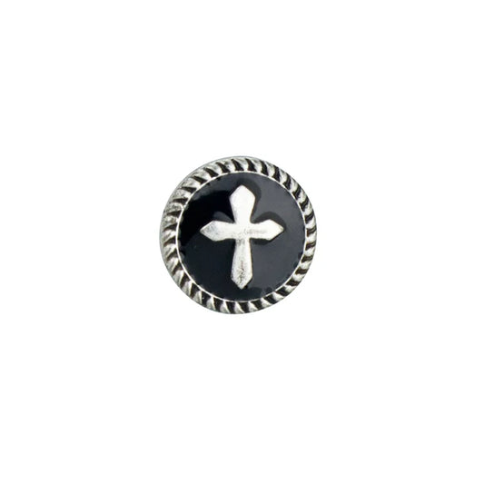 Epoxy Cross Decorative Screw Back Conchos, AS/Black - 13mm