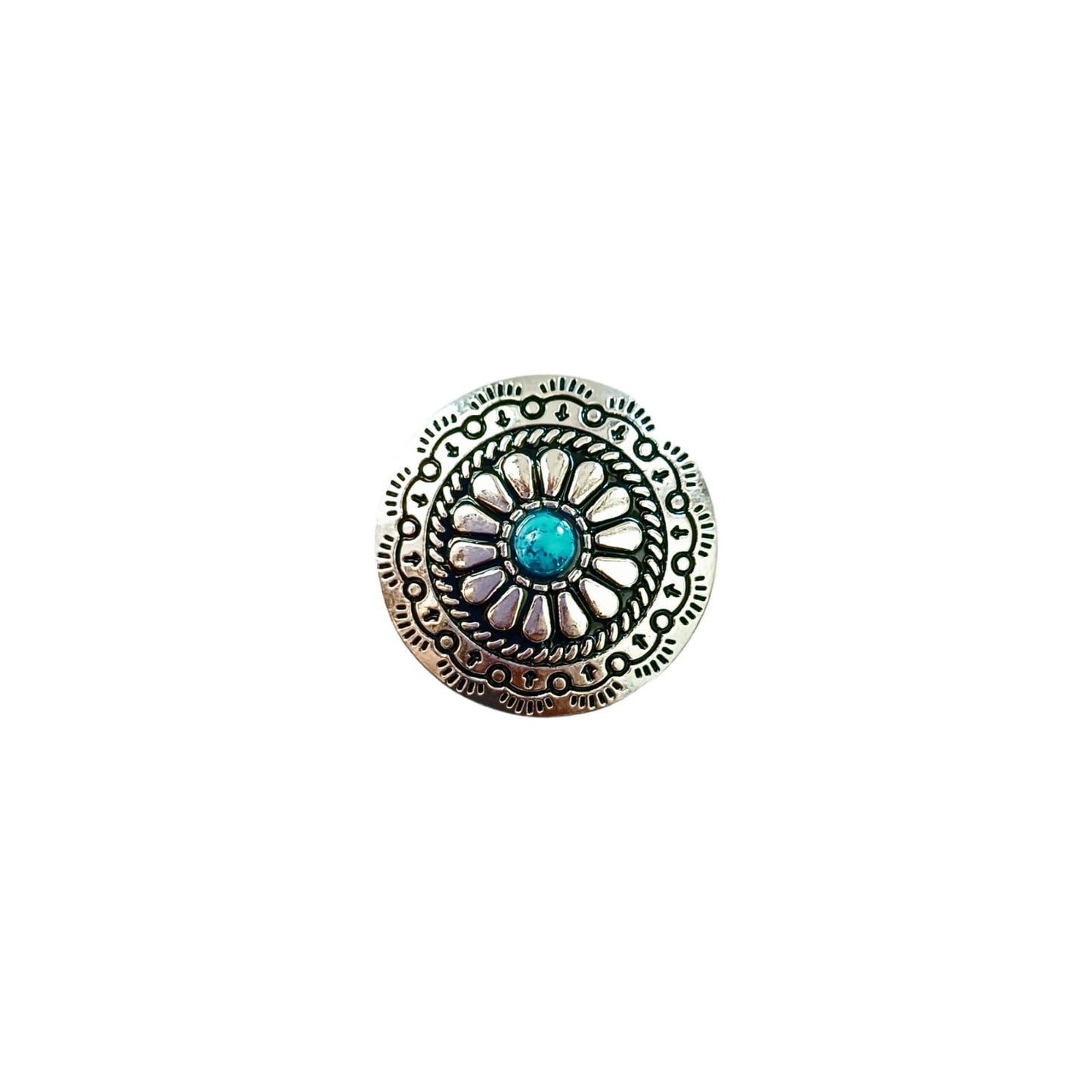 30mm Blue Stone Flower Concho - Nickel