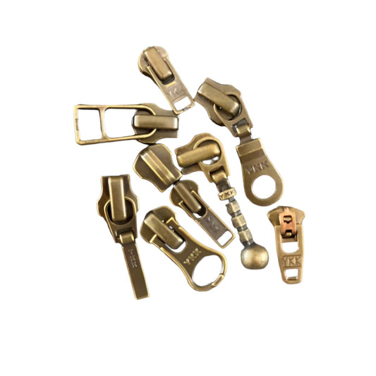 YKK Antique Brass Slider (Various Sizes & Styles)