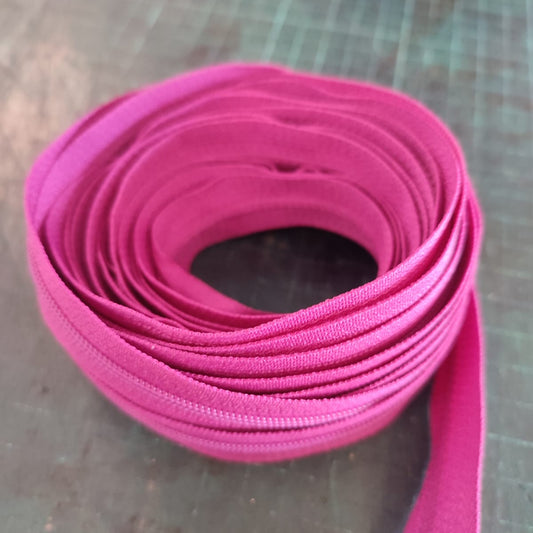 YKK Fuchsia Coil 3m Zip Chain - 5meters