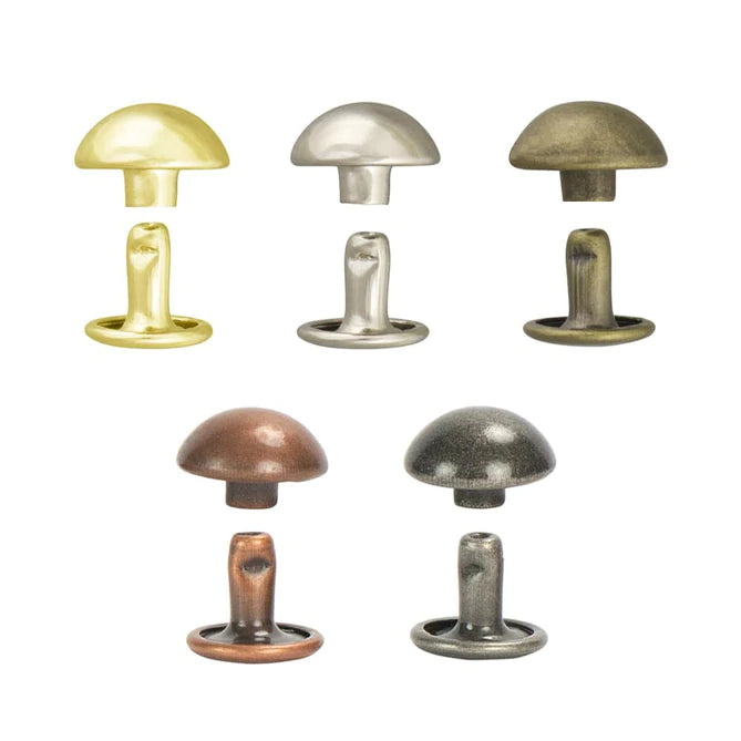 Double Cap Dome Rivets - Pack of 50 (Various Colours & Sizes)