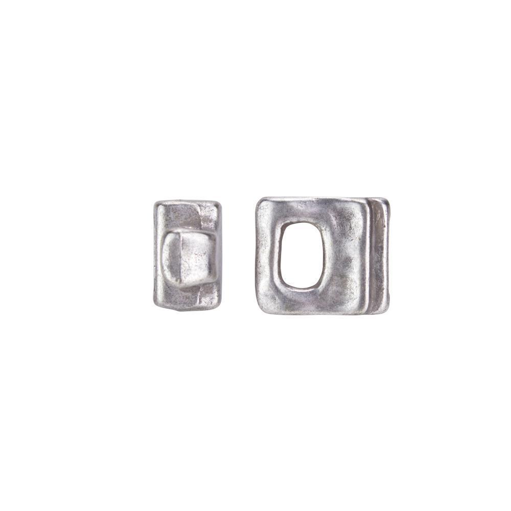 Hammered Bracelet Clasps - Bent Hook  / Antique Silver