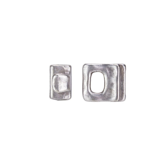 Hammered Bracelet Clasps - Bent Hook  / Antique Silver