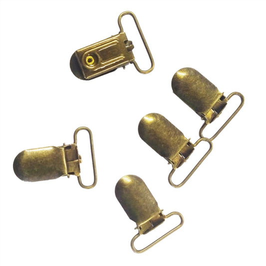25mm Suspender Clips - Antique Brass (Pack of 5)