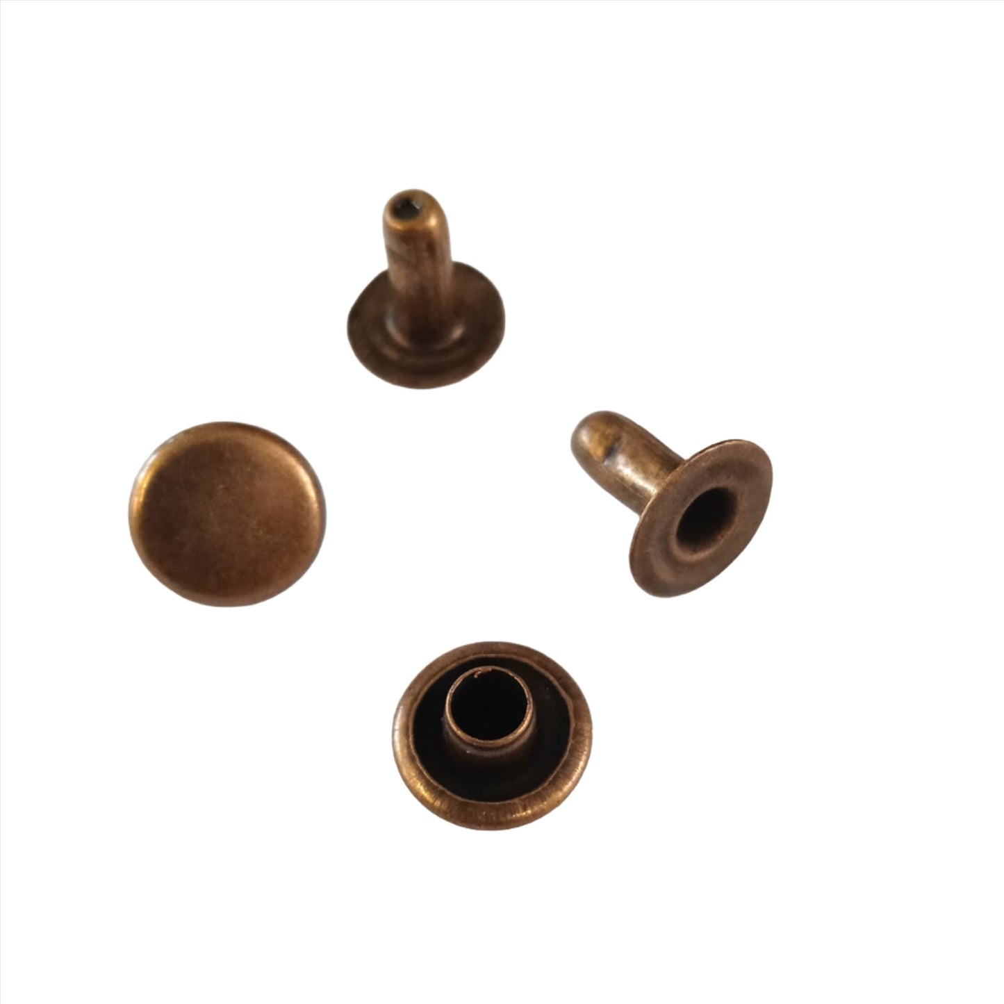 7mm Tubular Cap Rivet (Single Cap) - Antique Brass (100)