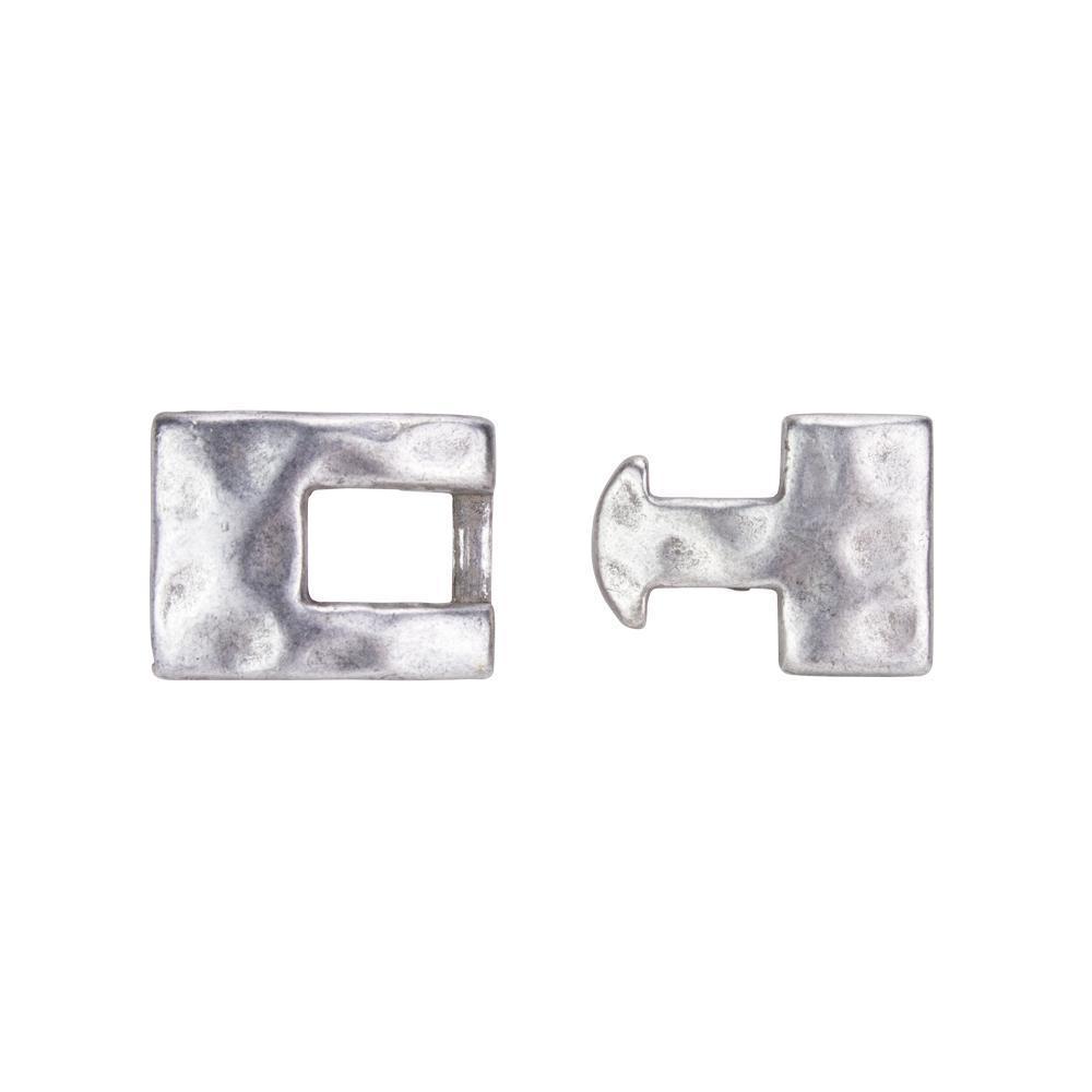 Hammered Bracelet Clasps - T Hook  / Antique Silver