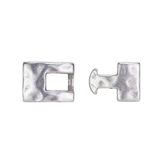 Hammered Bracelet Clasps - T Hook  / Antique Silver